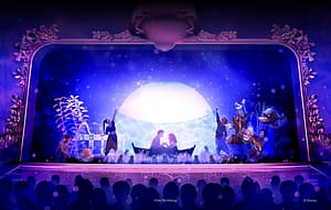 Artist rendering of Disney The Little Mermaid, Kiss The Girl scene on the Disney Wish ship