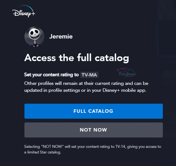 Set your Disney+ Access based on content rating.