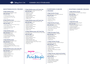 A list of all the Disney Cruise Line Mediterranean and European itineraries for summer 2022