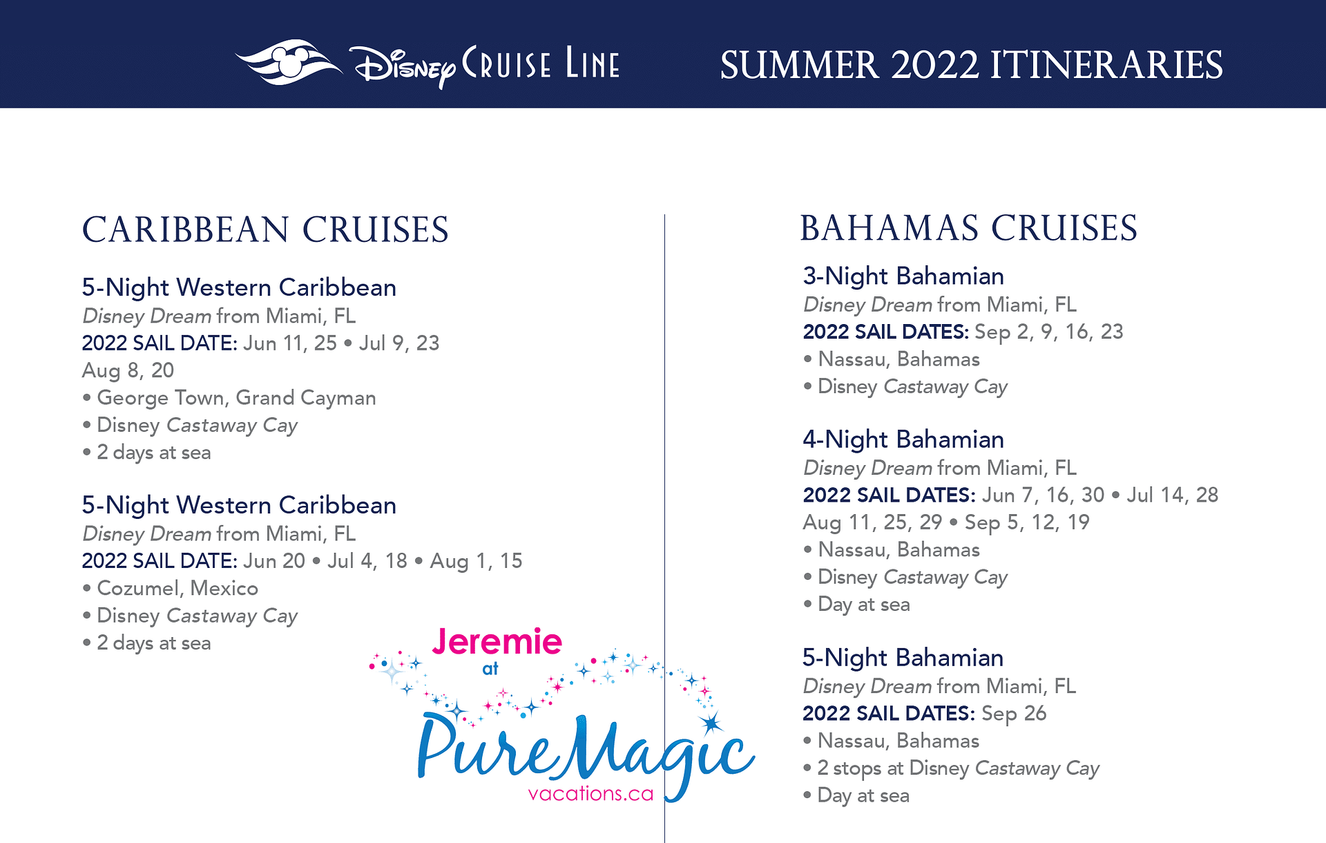 Disney Cruise Line Summer 2022 Itineraries & Destinations